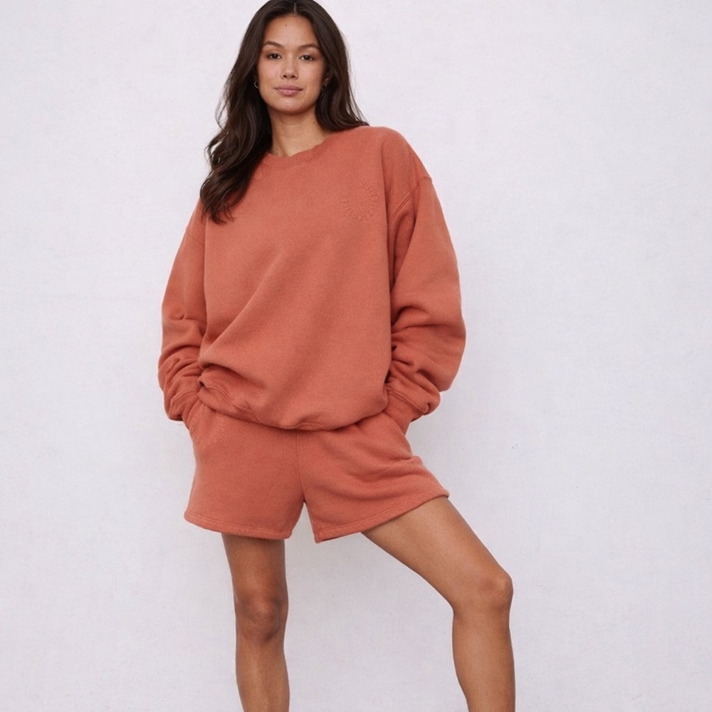 Set Active‎ Spritz Sweatshirt Size S Cozy Minimalist Athleisure Dusty Orange